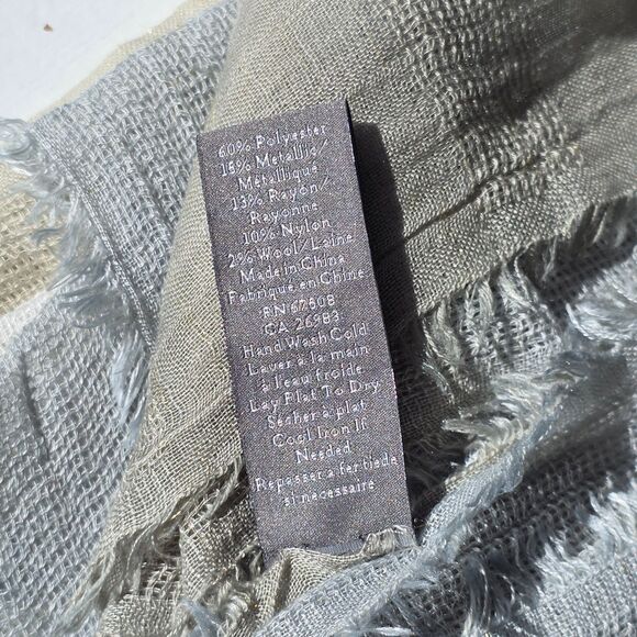 Vince Camuto Ombre Scarf, Light Blue Cream White, Tiny Gold Highlights, One Size - Picture 5 of 6